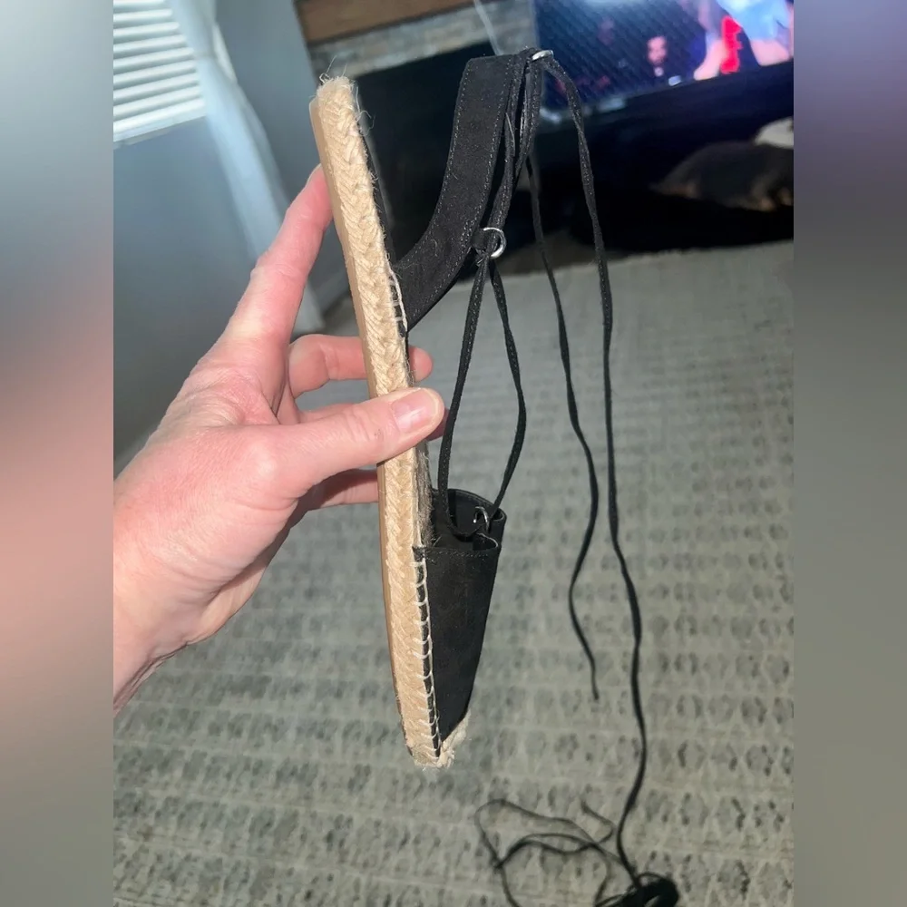 Black Forever 21 Espadrille Lace-Up Flats